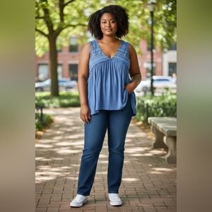 POL Boho Flowy Babydoll Tank